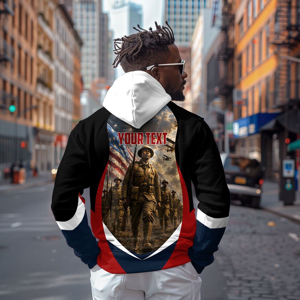Personalized Harlem Hellfighters Zip Hoodie WWI African American Soldiers Patriotic Vintage Art