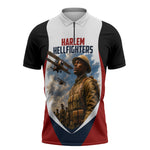 Personalized Harlem Hellfighters Zipper Polo Shirt WWI African American Soldiers Patriotic Vintage Art
