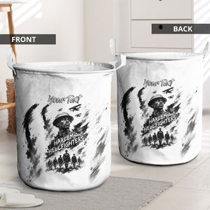 Personalized Harlem Hellfighters Laundry Basket WWI African American Soldiers Monochrome Grunge Sketch Art