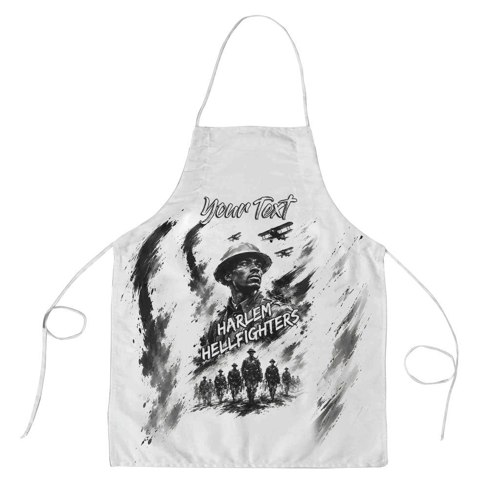 Personalized Harlem Hellfighters Apron WWI African American Soldiers Monochrome Grunge Sketch Art