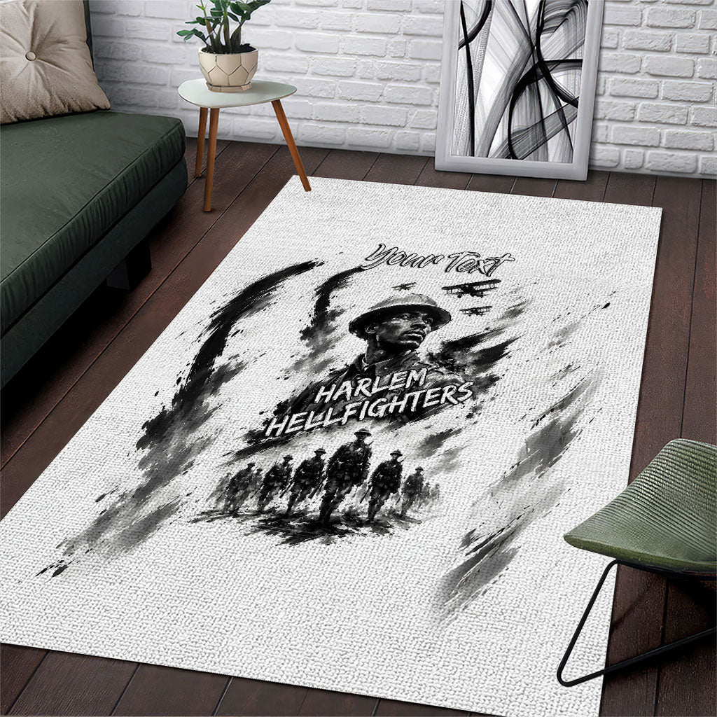 Personalized Harlem Hellfighters Area Rug WWI African American Soldiers Monochrome Grunge Sketch Art