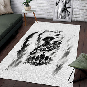 Personalized Harlem Hellfighters Area Rug WWI African American Soldiers Monochrome Grunge Sketch Art