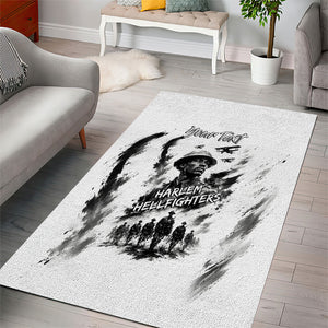 Personalized Harlem Hellfighters Area Rug WWI African American Soldiers Monochrome Grunge Sketch Art