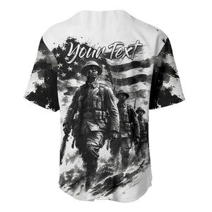 Personalized Harlem Hellfighters Baseball Jersey WWI African American Soldiers Monochrome Grunge Sketch Art
