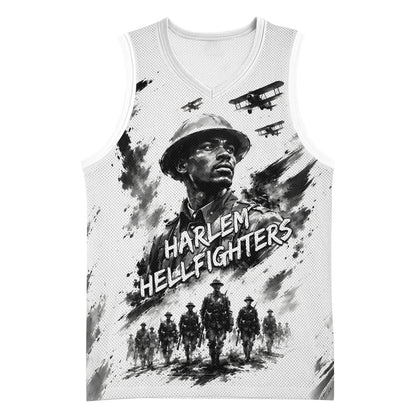 Personalized Harlem Hellfighters Basketball Jersey WWI African American Soldiers Monochrome Grunge Sketch Art