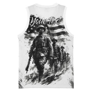 Personalized Harlem Hellfighters Basketball Jersey WWI African American Soldiers Monochrome Grunge Sketch Art