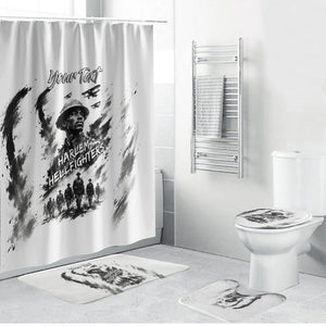 Personalized Harlem Hellfighters Bathroom Set WWI African American Soldiers Monochrome Grunge Sketch Art