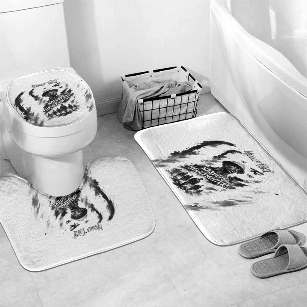 Personalized Harlem Hellfighters Bathroom Set WWI African American Soldiers Monochrome Grunge Sketch Art