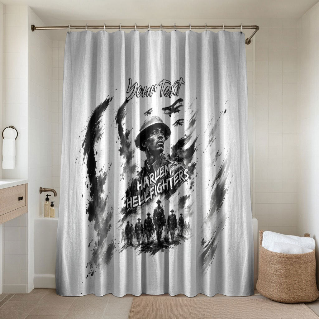 Personalized Harlem Hellfighters Bathroom Set WWI African American Soldiers Monochrome Grunge Sketch Art
