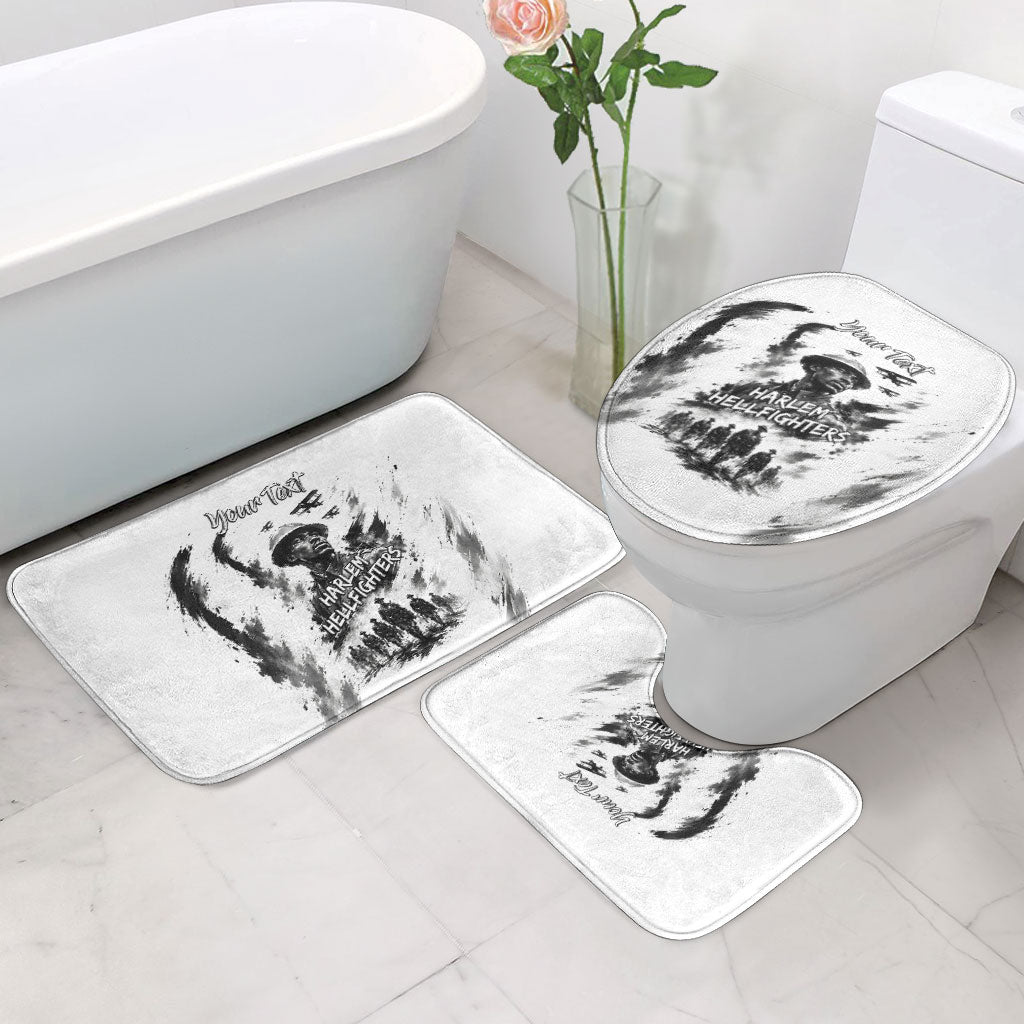 Personalized Harlem Hellfighters Bathroom Set WWI African American Soldiers Monochrome Grunge Sketch Art