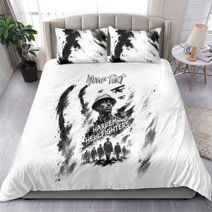 Personalized Harlem Hellfighters Bedding Set WWI African American Soldiers Monochrome Grunge Sketch Art