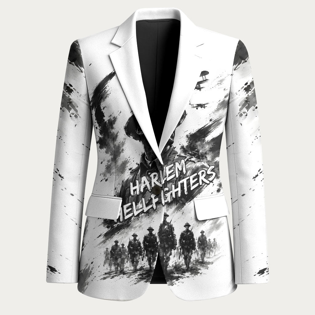 Personalized Harlem Hellfighters Blazer WWI African American Soldiers Monochrome Grunge Sketch Art