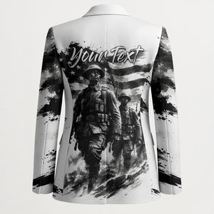 Personalized Harlem Hellfighters Blazer WWI African American Soldiers Monochrome Grunge Sketch Art