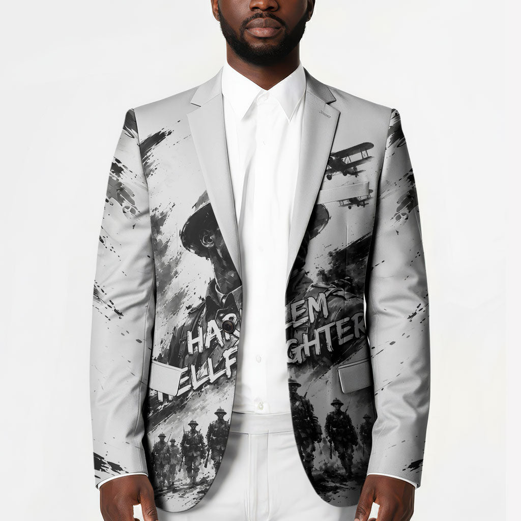 Personalized Harlem Hellfighters Blazer WWI African American Soldiers Monochrome Grunge Sketch Art