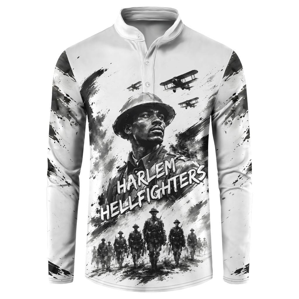 Personalized Harlem Hellfighters Button Sweatshirt WWI African American Soldiers Monochrome Grunge Sketch Art