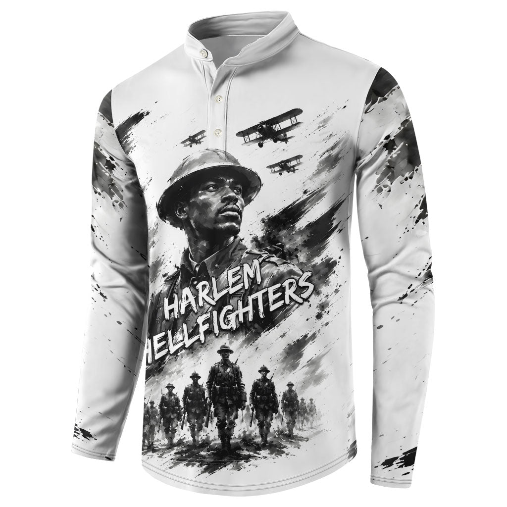 Personalized Harlem Hellfighters Button Sweatshirt WWI African American Soldiers Monochrome Grunge Sketch Art