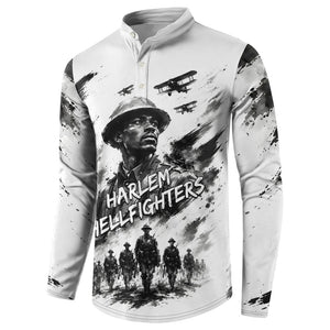 Personalized Harlem Hellfighters Button Sweatshirt WWI African American Soldiers Monochrome Grunge Sketch Art