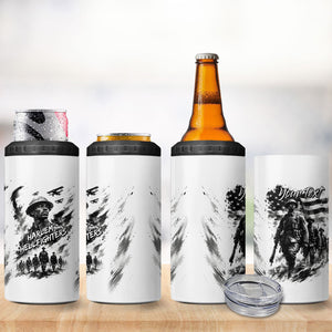 Personalized Harlem Hellfighters 4 in 1 Can Cooler Tumbler WWI African American Soldiers Monochrome Grunge Sketch Art