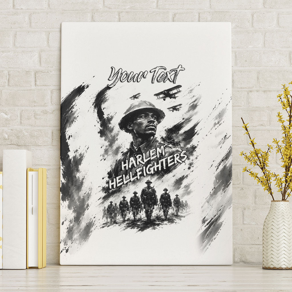 Personalized Harlem Hellfighters Canvas Wall Art WWI African American Soldiers Monochrome Grunge Sketch Art