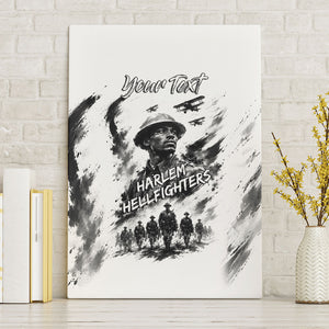 Personalized Harlem Hellfighters Canvas Wall Art WWI African American Soldiers Monochrome Grunge Sketch Art