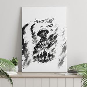 Personalized Harlem Hellfighters Canvas Wall Art WWI African American Soldiers Monochrome Grunge Sketch Art