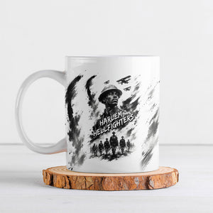 Personalized Harlem Hellfighters Ceramic Mug WWI African American Soldiers Monochrome Grunge Sketch Art