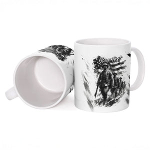 Personalized Harlem Hellfighters Ceramic Mug WWI African American Soldiers Monochrome Grunge Sketch Art