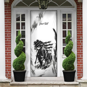 Personalized Harlem Hellfighters Door Cover WWI African American Soldiers Monochrome Grunge Sketch Art