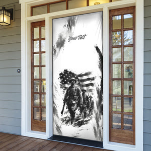 Personalized Harlem Hellfighters Door Cover WWI African American Soldiers Monochrome Grunge Sketch Art
