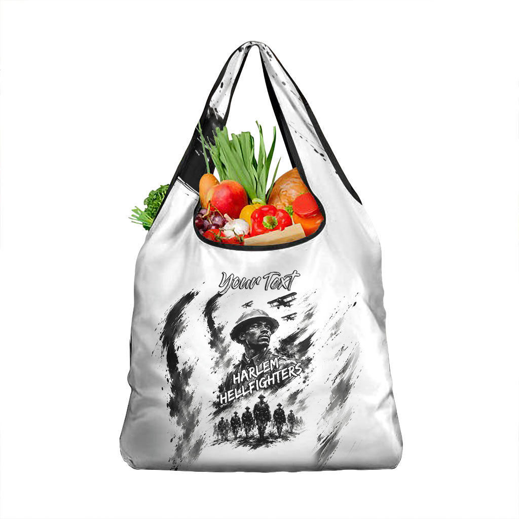Personalized Harlem Hellfighters Grocery Bag WWI African American Soldiers Monochrome Grunge Sketch Art