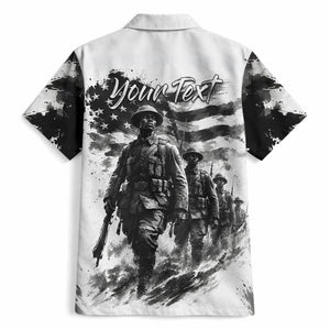 Personalized Harlem Hellfighters Hawaiian Shirt WWI African American Soldiers Monochrome Grunge Sketch Art