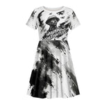 Personalized Harlem Hellfighters Kid Short Sleeve Dress WWI African American Soldiers Monochrome Grunge Sketch Art