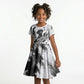 Personalized Harlem Hellfighters Kid Short Sleeve Dress WWI African American Soldiers Monochrome Grunge Sketch Art