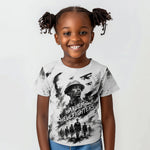 Personalized Harlem Hellfighters Kid T shirt WWI African American Soldiers Monochrome Grunge Sketch Art