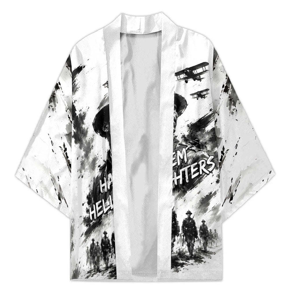 Personalized Harlem Hellfighters Kimono WWI African American Soldiers Monochrome Grunge Sketch Art