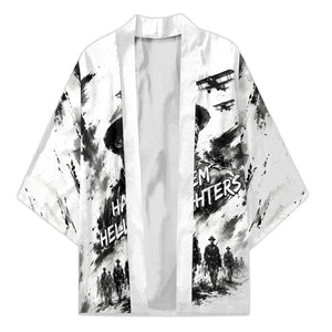 Personalized Harlem Hellfighters Kimono WWI African American Soldiers Monochrome Grunge Sketch Art