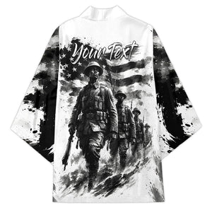 Personalized Harlem Hellfighters Kimono WWI African American Soldiers Monochrome Grunge Sketch Art