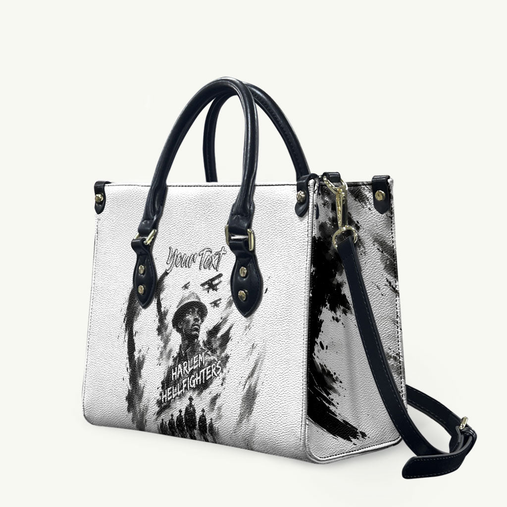 Personalized Harlem Hellfighters Leather Bag WWI African American Soldiers Monochrome Grunge Sketch Art