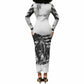 Personalized Harlem Hellfighters Long Sleeve Bodycon Dress WWI African American Soldiers Monochrome Grunge Sketch Art