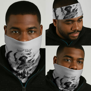Personalized Harlem Hellfighters Neck Gaiter WWI African American Soldiers Monochrome Grunge Sketch Art