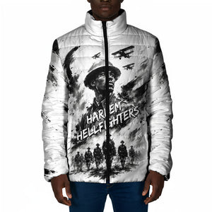 Personalized Harlem Hellfighters Padded Jacket WWI African American Soldiers Monochrome Grunge Sketch Art