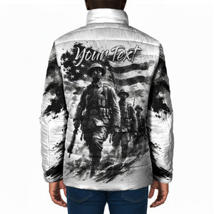 Personalized Harlem Hellfighters Padded Jacket WWI African American Soldiers Monochrome Grunge Sketch Art