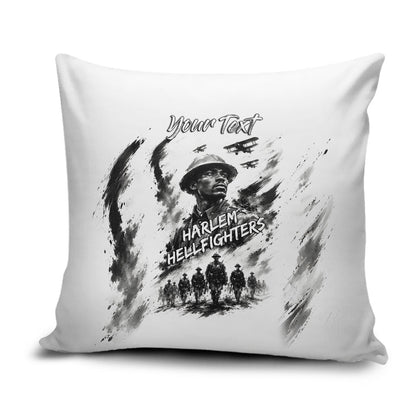 Personalized Harlem Hellfighters Pillow Cover WWI African American Soldiers Monochrome Grunge Sketch Art