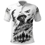 Personalized Harlem Hellfighters Polo Shirt WWI African American Soldiers Monochrome Grunge Sketch Art