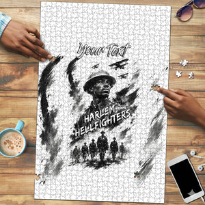 Personalized Harlem Hellfighters Puzzle WWI African American Soldiers Monochrome Grunge Sketch Art