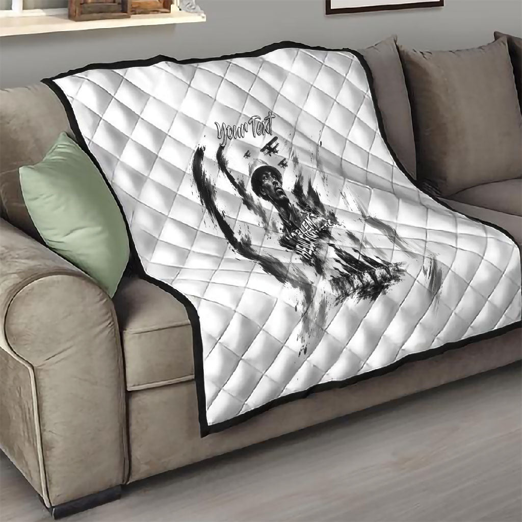 Personalized Harlem Hellfighters Quilt WWI African American Soldiers Monochrome Grunge Sketch Art
