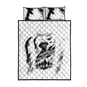 Personalized Harlem Hellfighters Quilt Bed Set WWI African American Soldiers Monochrome Grunge Sketch Art