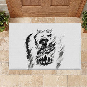 Personalized Harlem Hellfighters Rubber Doormat WWI African American Soldiers Monochrome Grunge Sketch Art