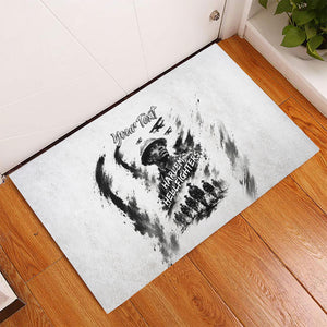 Personalized Harlem Hellfighters Rubber Doormat WWI African American Soldiers Monochrome Grunge Sketch Art