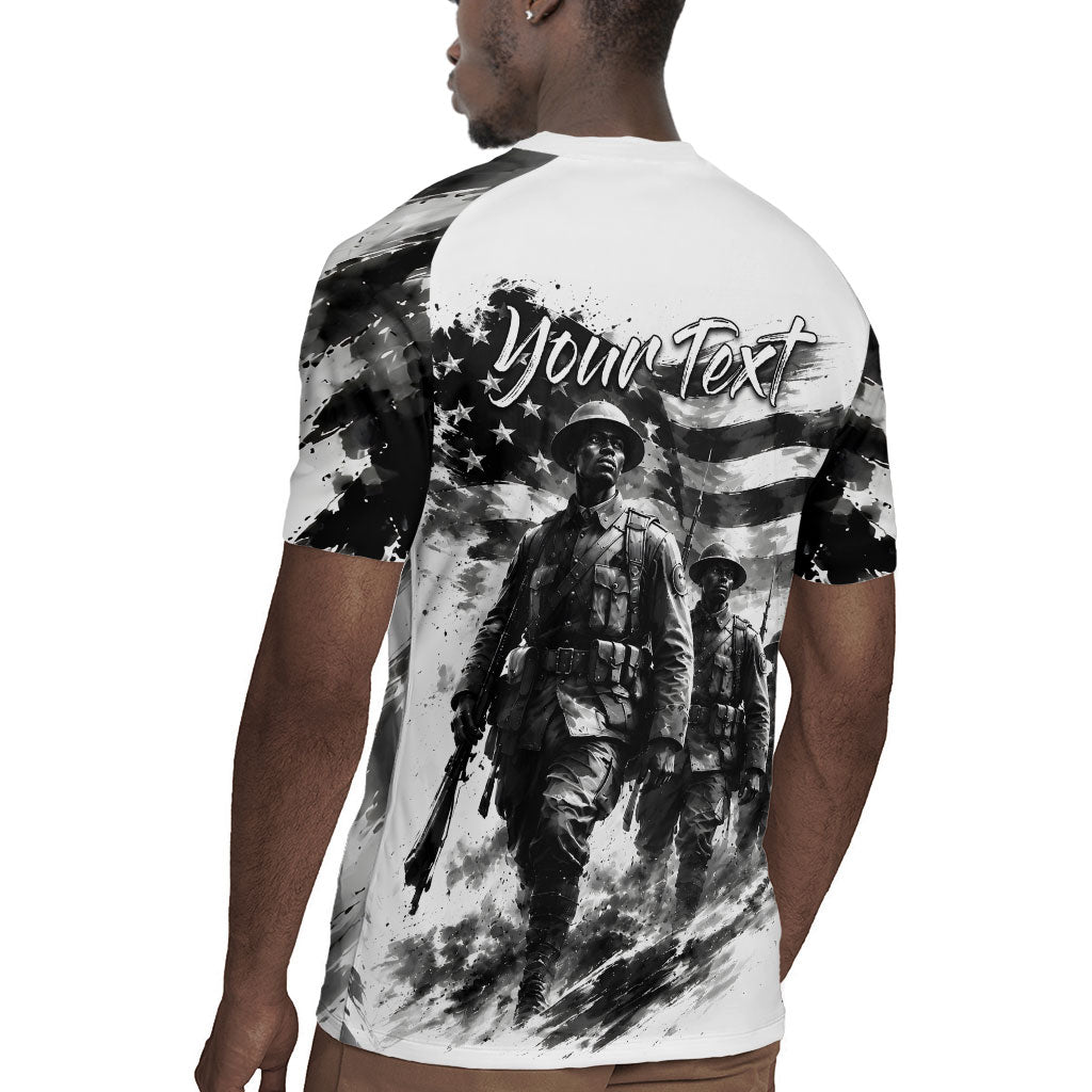 Personalized Harlem Hellfighters Rugby Jersey WWI African American Soldiers Monochrome Grunge Sketch Art